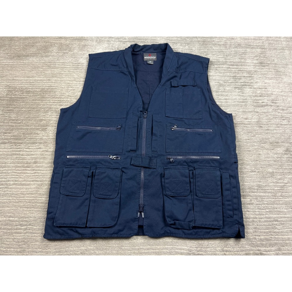 Woolrich Vest Mens L Navy Elite Series 4903 Tactical Utility Multi-Pocket Cotton - Picture 1 of 12